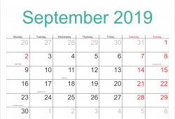 September 2019 Calendar With Holidays