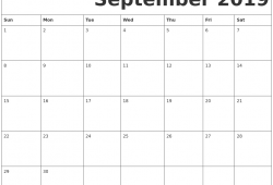 Printable Calendar September 2019