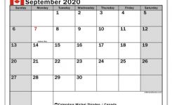September 2020 Calendar, Canada – Michel Zbinden En