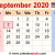 September Month Calendar 2020