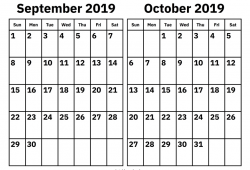 Printable September October 2019 Calendar Template