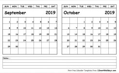 September October 2019 Calendar Printable 2018 Calendar 2021