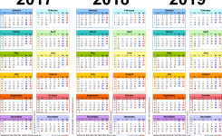 Three Year Calendars For 2017 2018 2019 Uk For Pdf