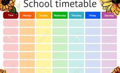 Vector School Timetable Weekly Curriculum Design Template Royalty